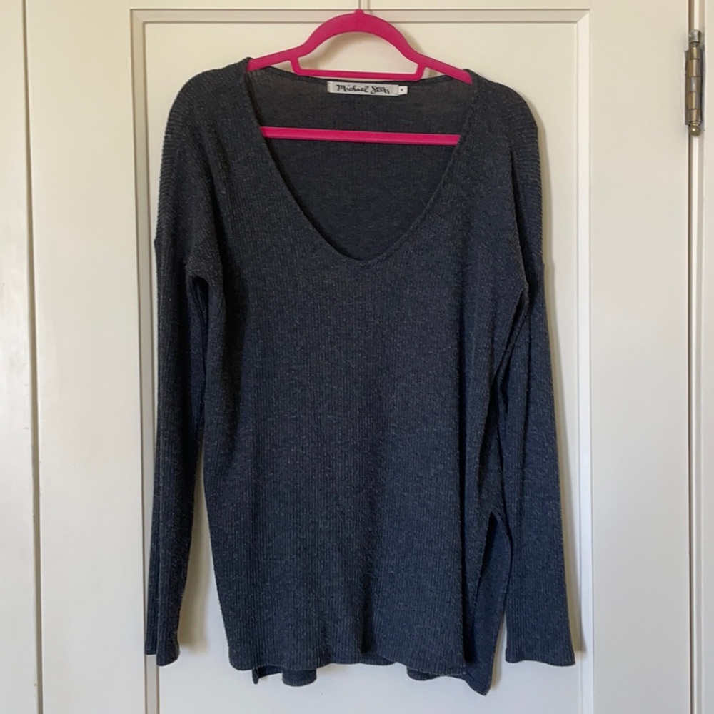 Grey Michael Stars v-neck sweater, size small